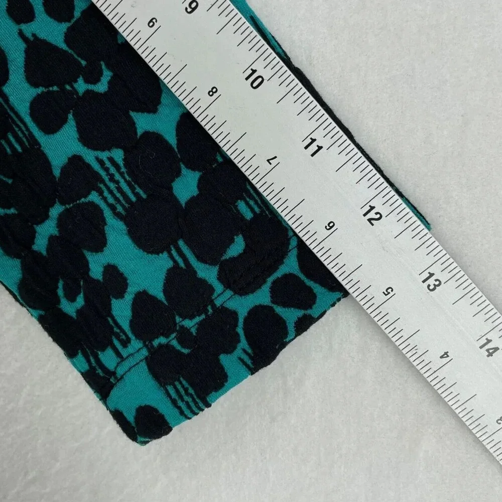 Melonie Dress Women's Sz 4 Green Floral Faux Wrap 3/4 Sleeves Round Neck Stretch - Picture 4 of 10